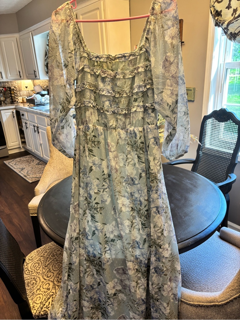 Baltic Born floral Ruffled Long Sleeve Maxi Dress - Sage Blue